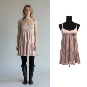 American Eagle blush nude pink spaghetti strap baby doll tunic top size small